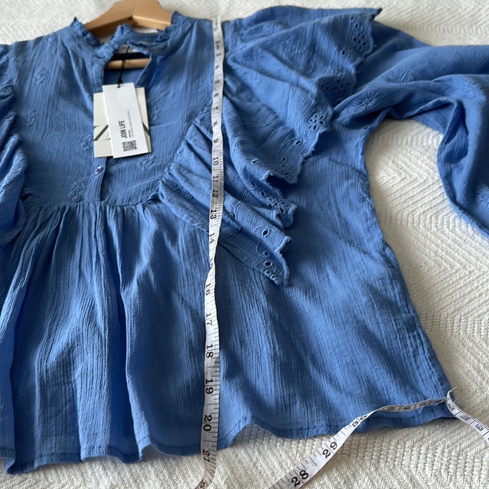 Zara Ruffed Emroidered Blouse - Picture 6 of 6